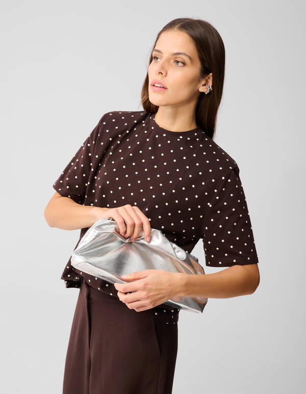 Polkadot-Shoulder-T-Shirt Dunkelbraun SHOEBY WOMEN