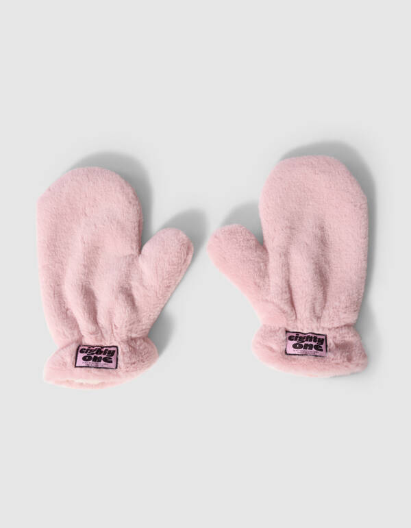 Teddy-F&auml;ustlinge Hellrosa SHOEBY ACCESSOIRES