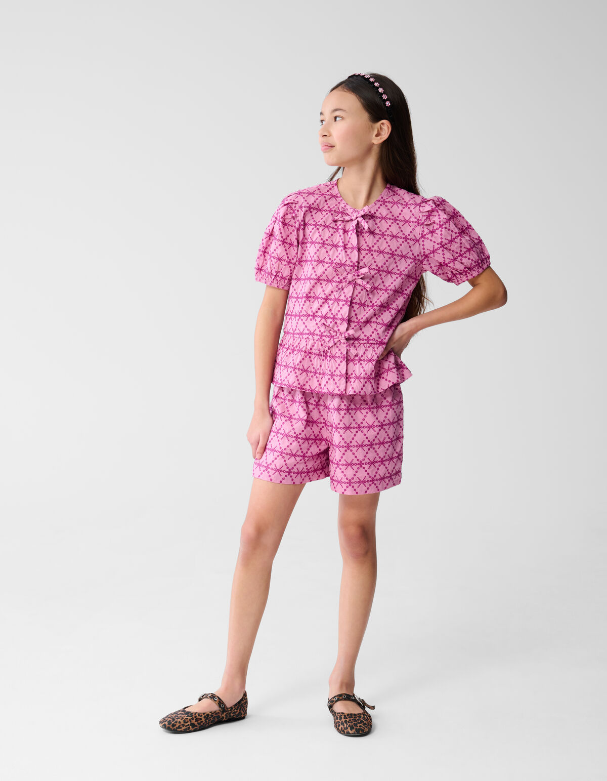 Bluse mit Stickerei und Schleife Rosa SHOEBY GIRLS