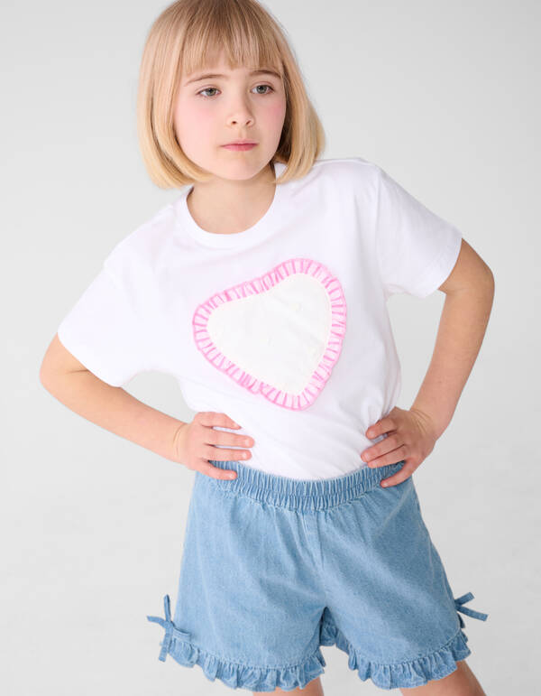 Ruffle Heart T-Shirt Wei&szlig; SHOEBY GIRLS