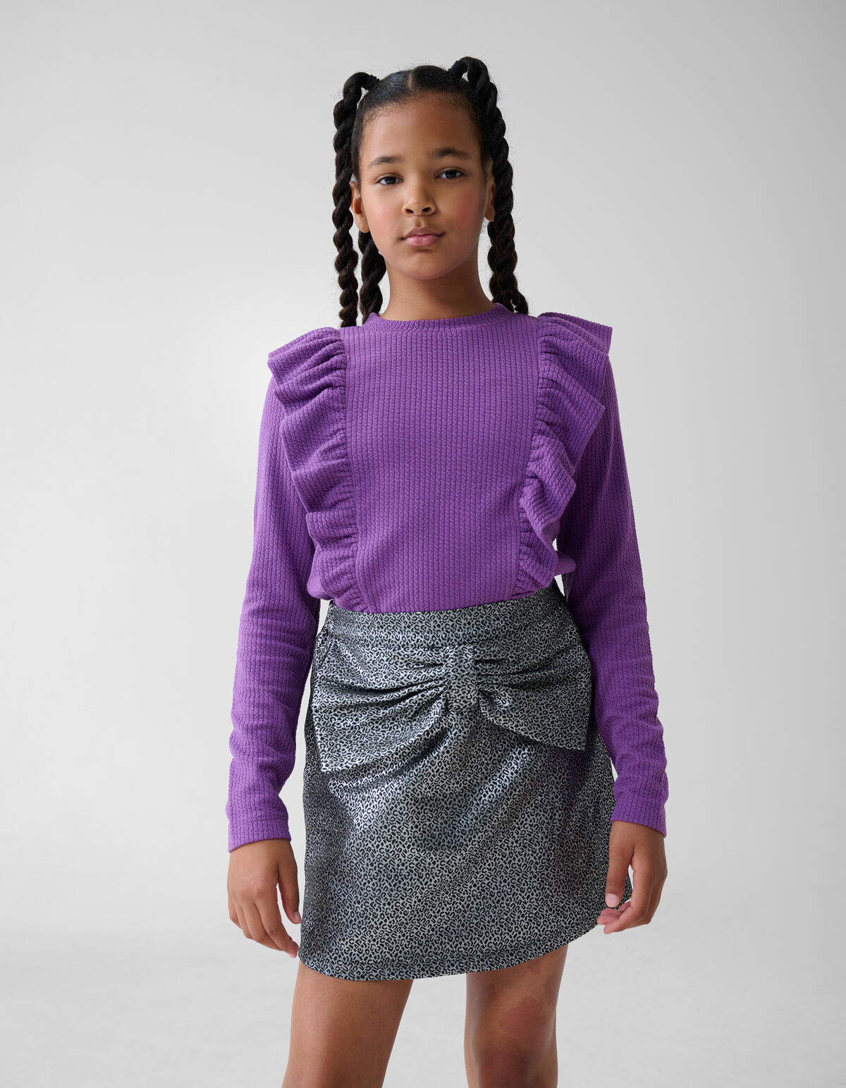 Kabel-Rüschen-Top Lila SHOEBY GIRLS