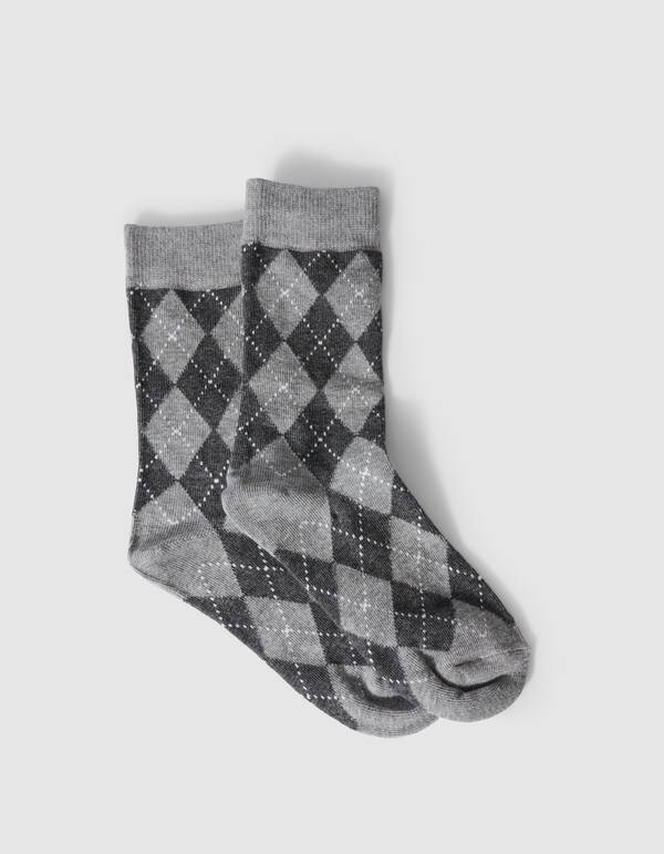 Karierte Socken Grau SHOEBY ACCESSOIRES