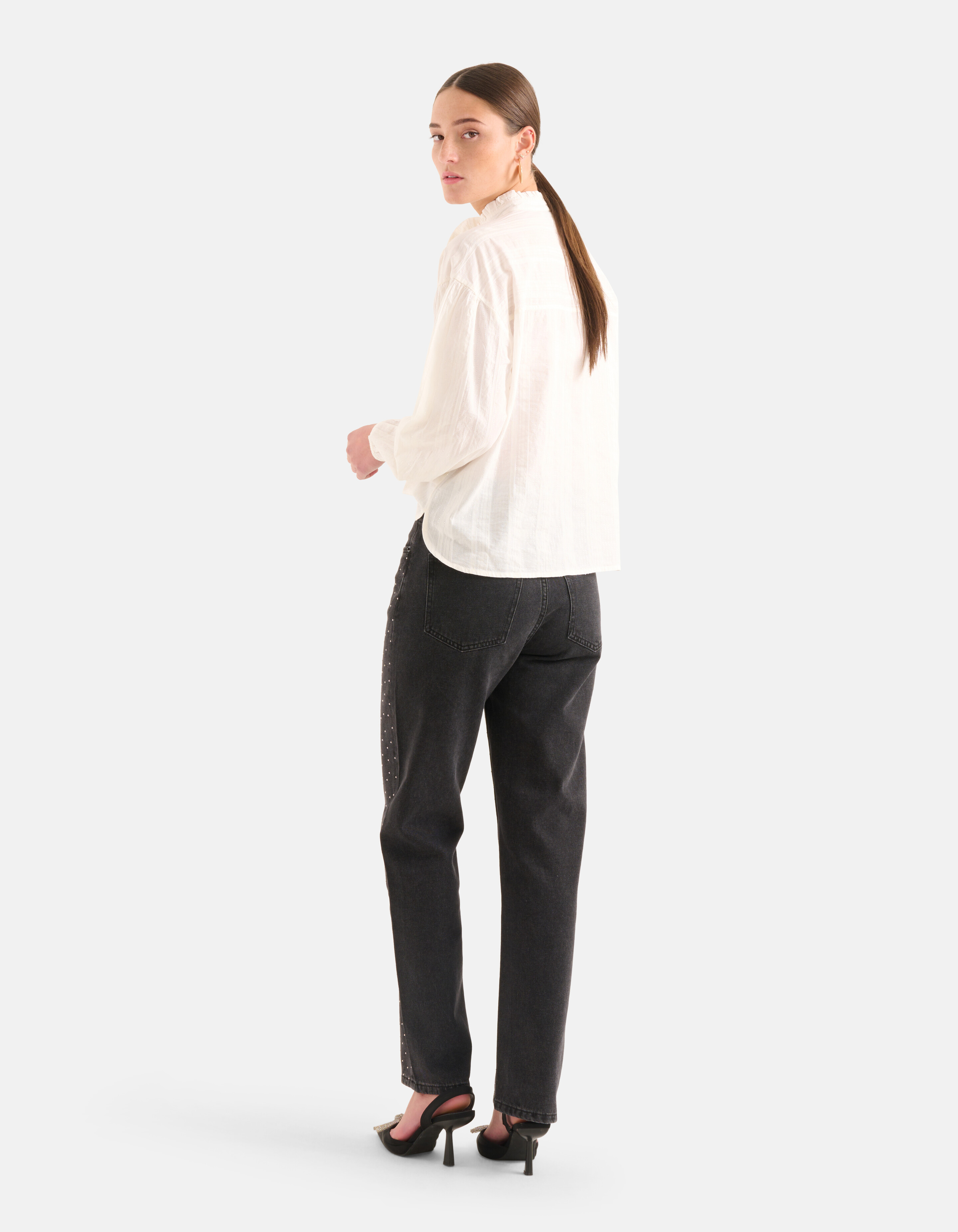 Gestreifte Lurexbluse Off White SHOEBY WOMEN