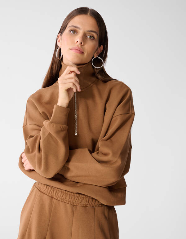 Oversized Zipper Pullover Braun SHOEBY WOMEN
