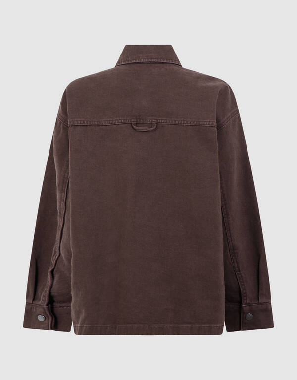 Oversized-Denim-Overshirt Dunkelbraun SHOEBY BOYS
