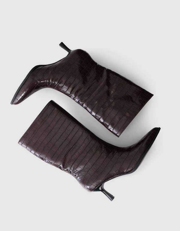 Croco Lackstiefel Dunkelbraun SHOEBY SHOES