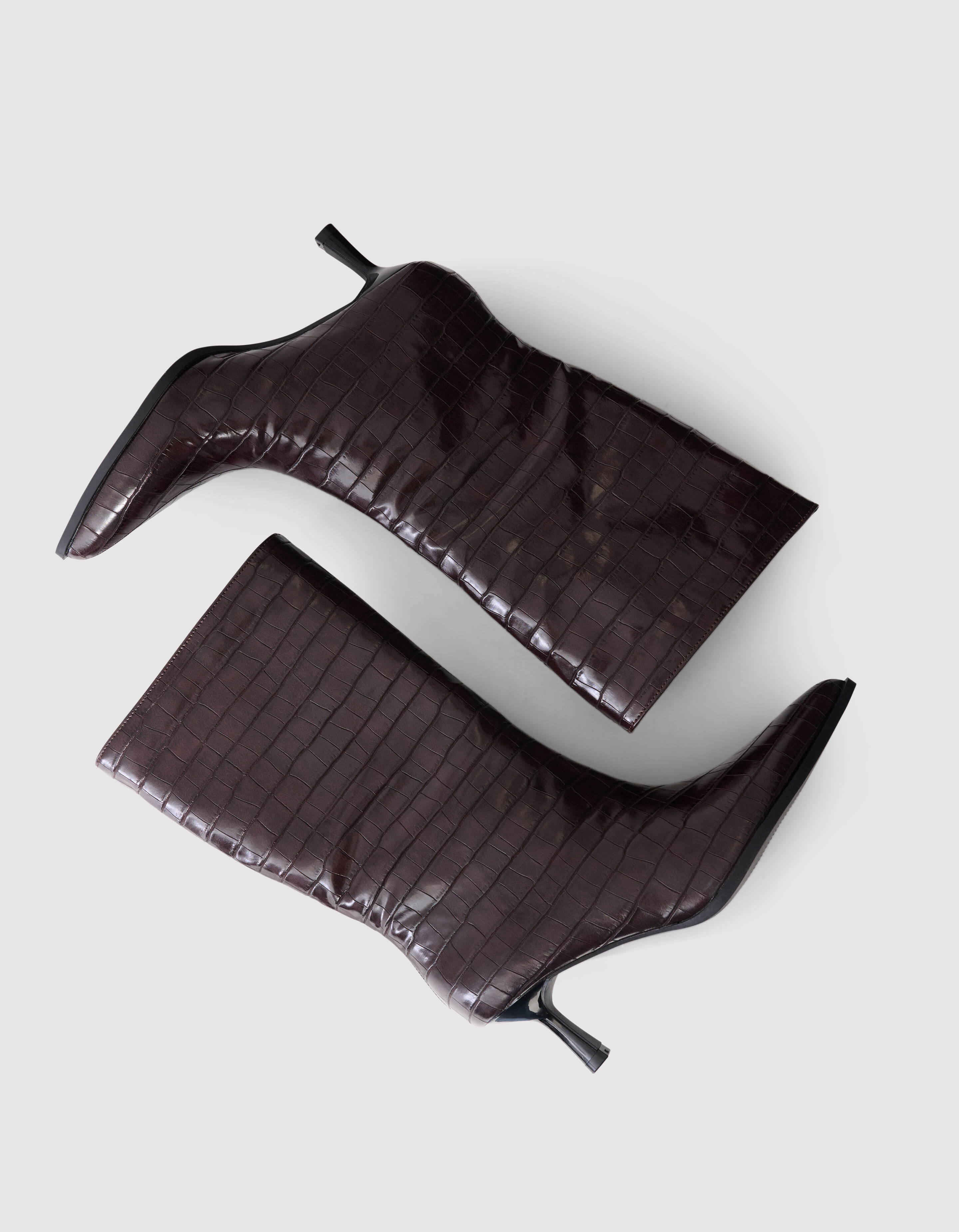 Croco Lackstiefel Dunkelbraun SHOEBY SHOES