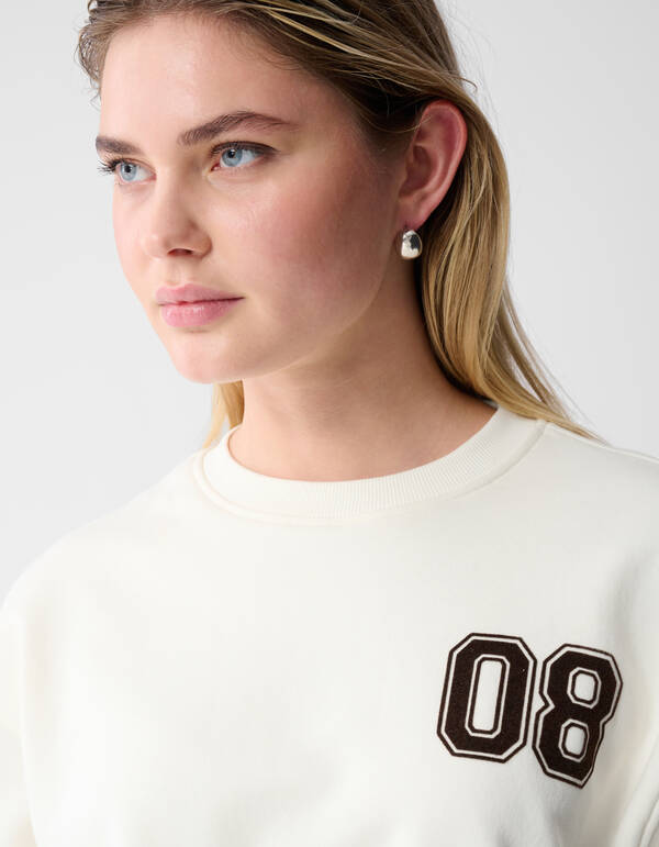 Varsity-Cord-Pullover Gebrochenes Wei&szlig; SHOEBY WOMEN