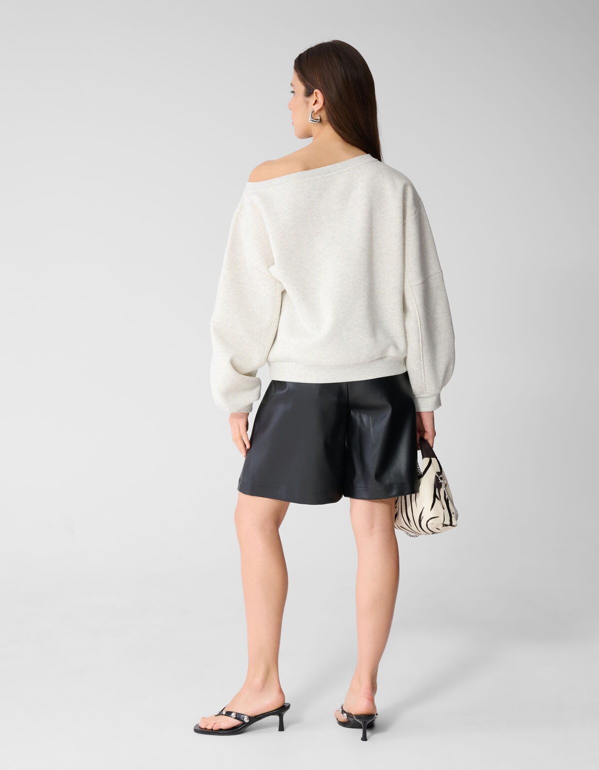 Oversized One Shoulder Sweater Hellgrau SHOEBY WOMEN