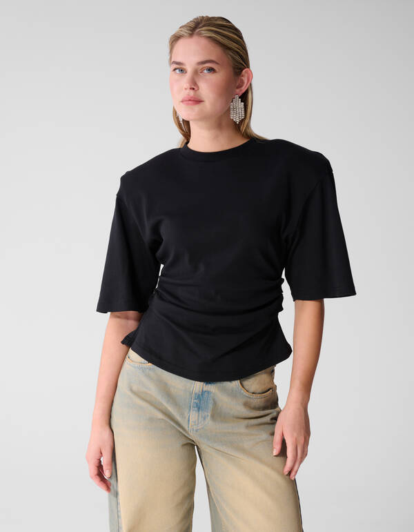 Schwarzes T-Shirt mit Taillenbund SHOEBY WOMEN