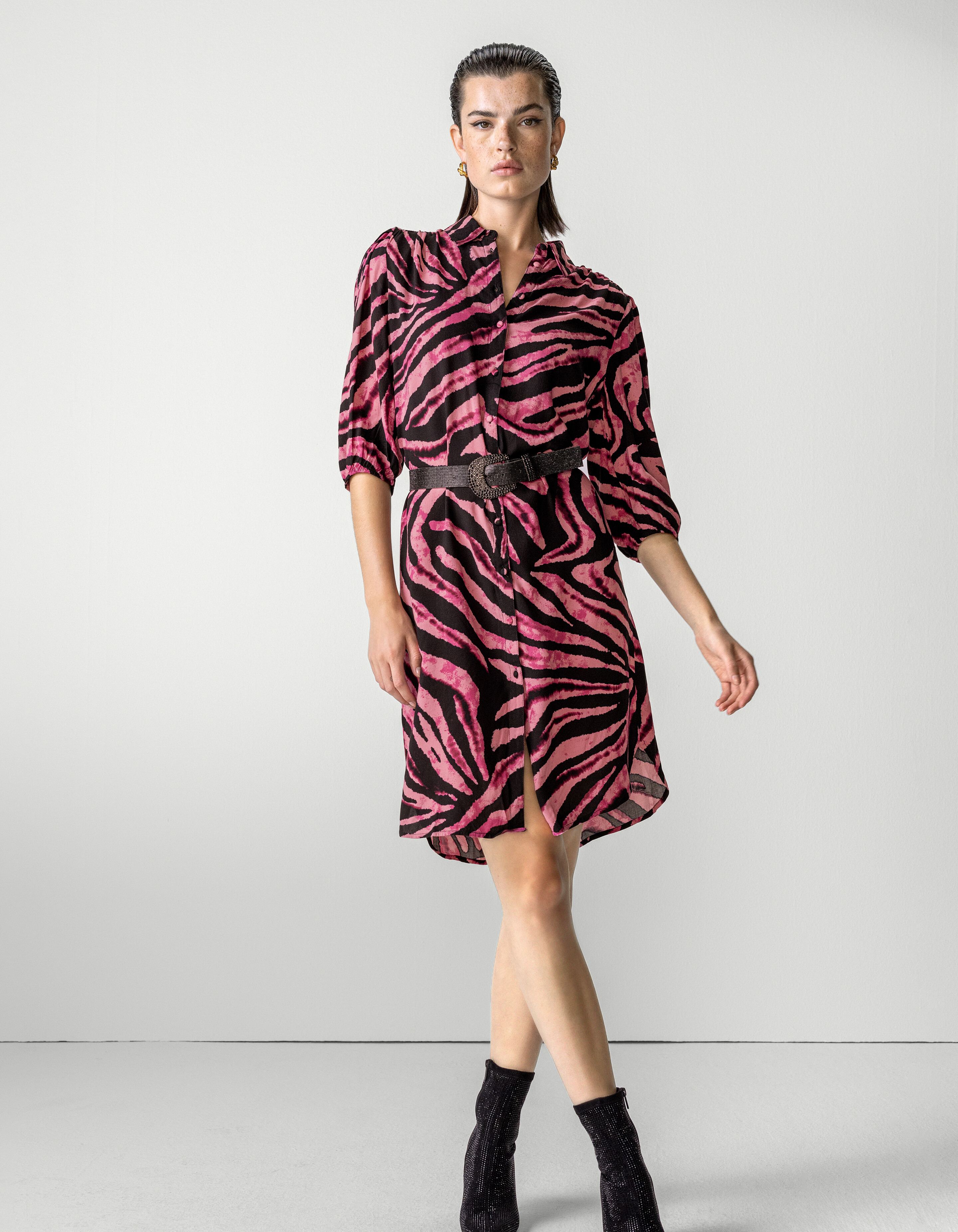 Zebraprint Midi Jurk Donkerroze SHOEBY WOMEN