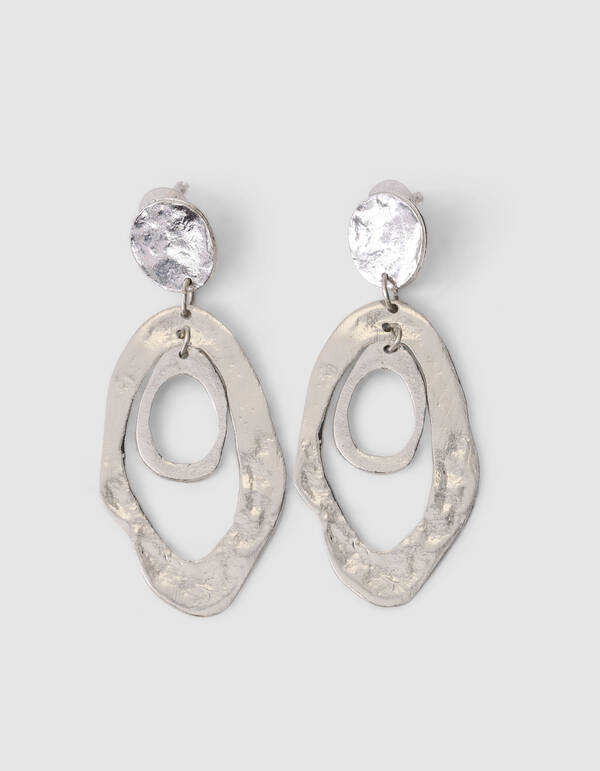 Hammered Oval Ohrringe Silber SHOEBY ACCESSOIRES