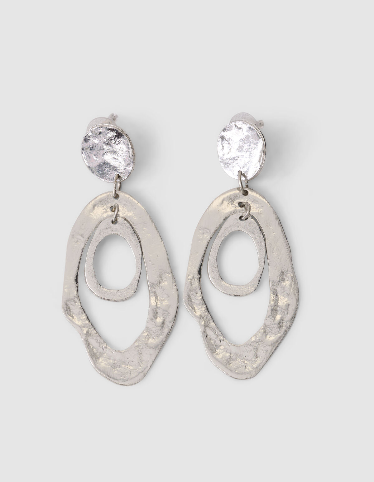 Hammered Oval Ohrringe Silber SHOEBY ACCESSOIRES