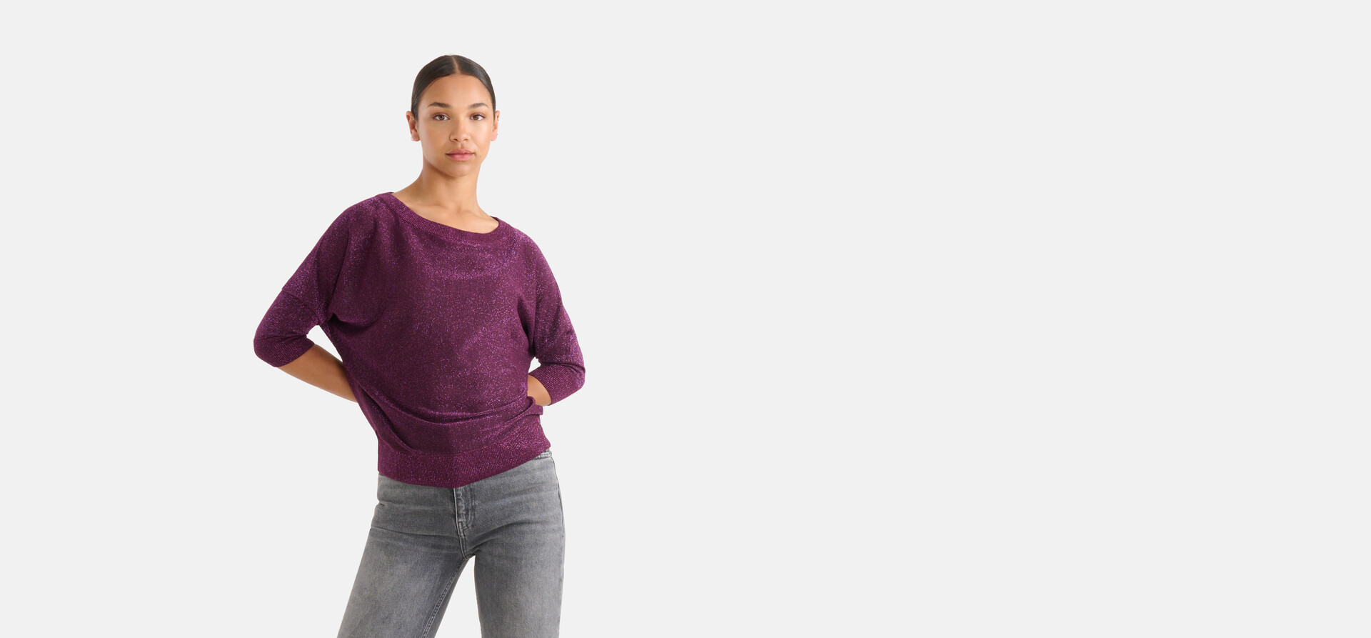 Glitzer Fledermaus Pullover Lila SHOEBY WOMEN