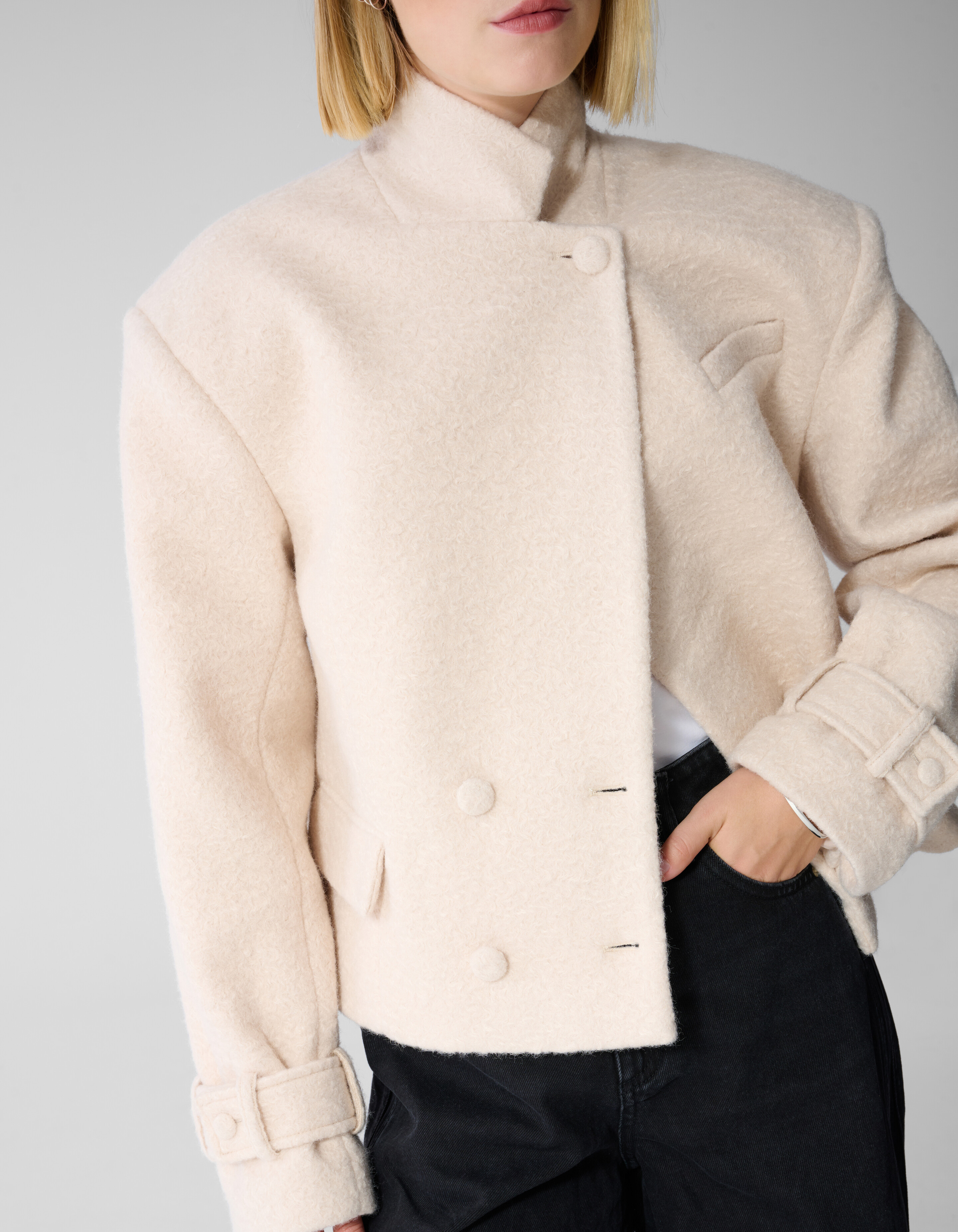 Teddy-Boucl&eacute;-Jacke in Offwhite By Lonneke SHOEBY WOMEN