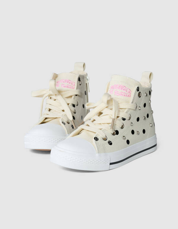 Polkadot Strass Sneakers Gebrochen Wei&szlig; SHOEBY SHOES