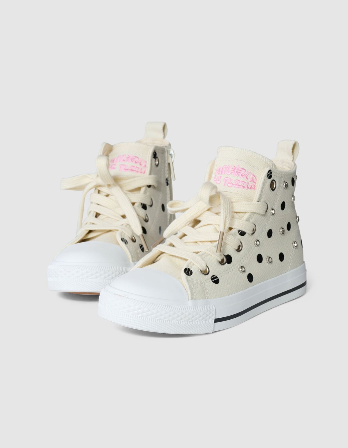 Polkadot Strass Sneakers Gebrochen Wei&szlig; SHOEBY SHOES