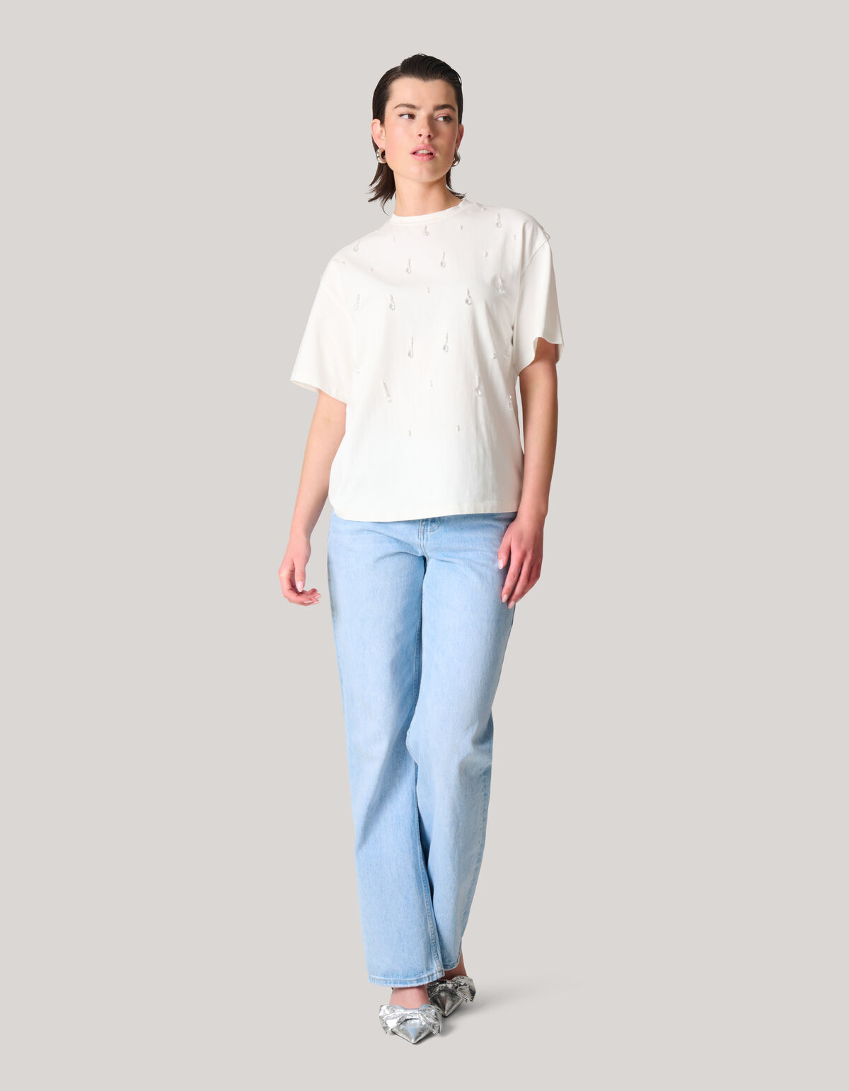 Embellished T-shirt Wit SHOEBY WOMEN
