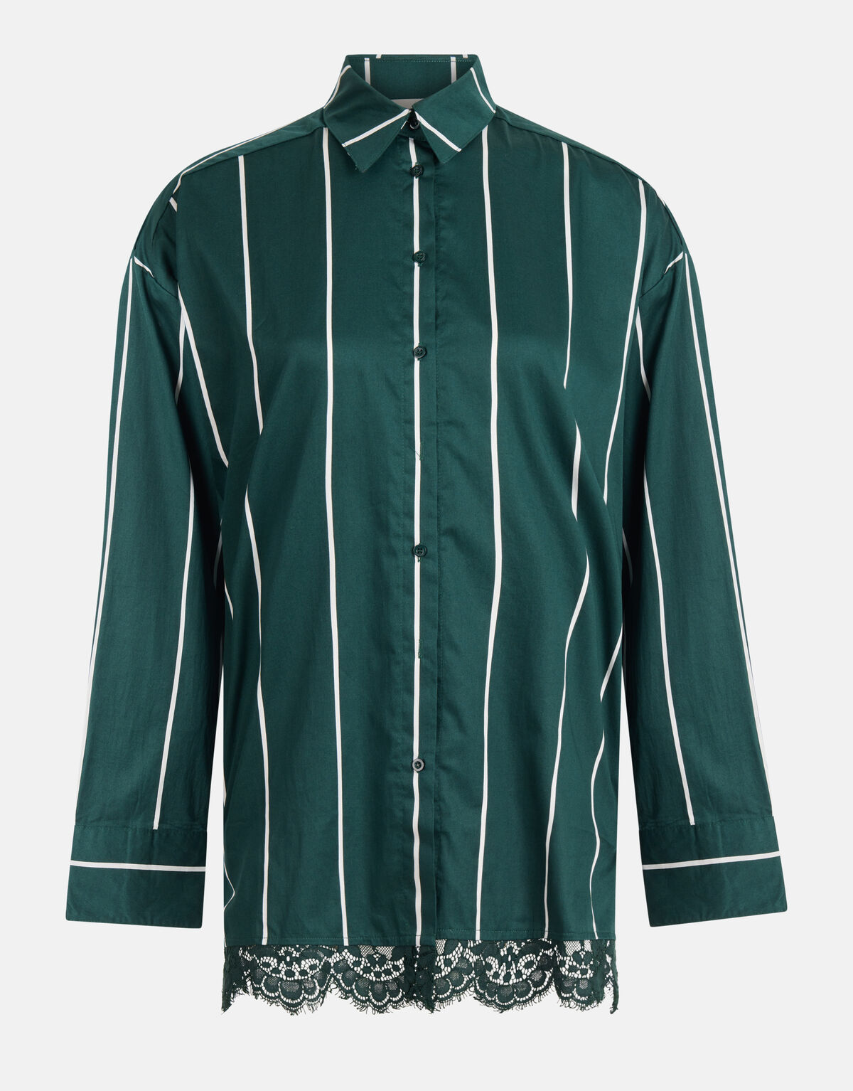 Bluse mit Nadelstreifen aus Spitze Dunkelgr&uuml;n SHOEBY WOMEN
