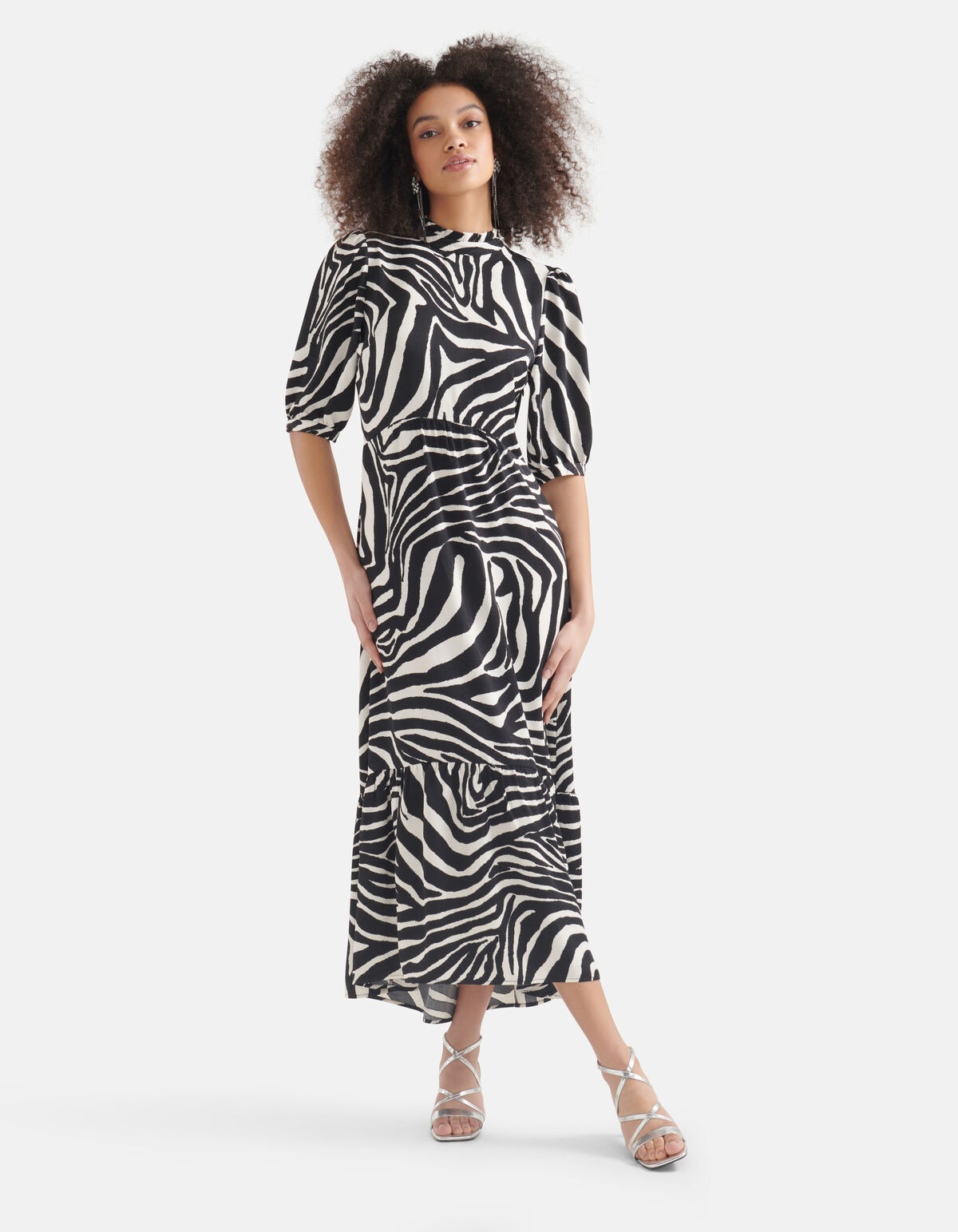Zebra Print Maxikleid Schwarz/Wei&szlig; SHOEBY WOMEN