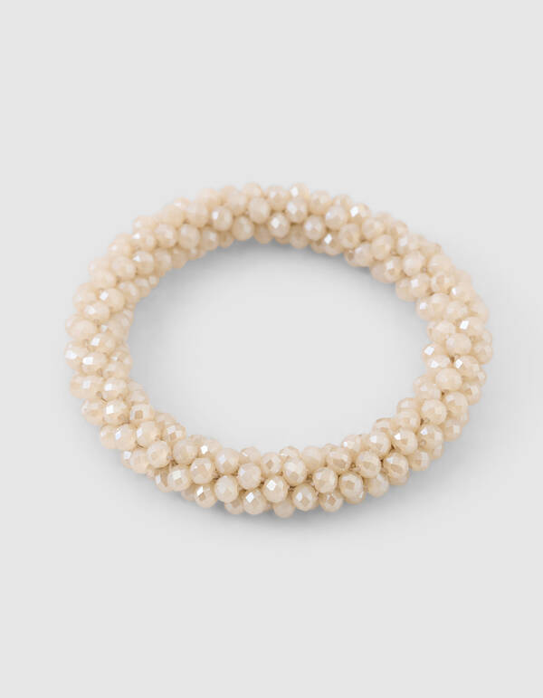Perlenbesetzte Haarelastiek Beige SHOEBY ACCESSOIRES