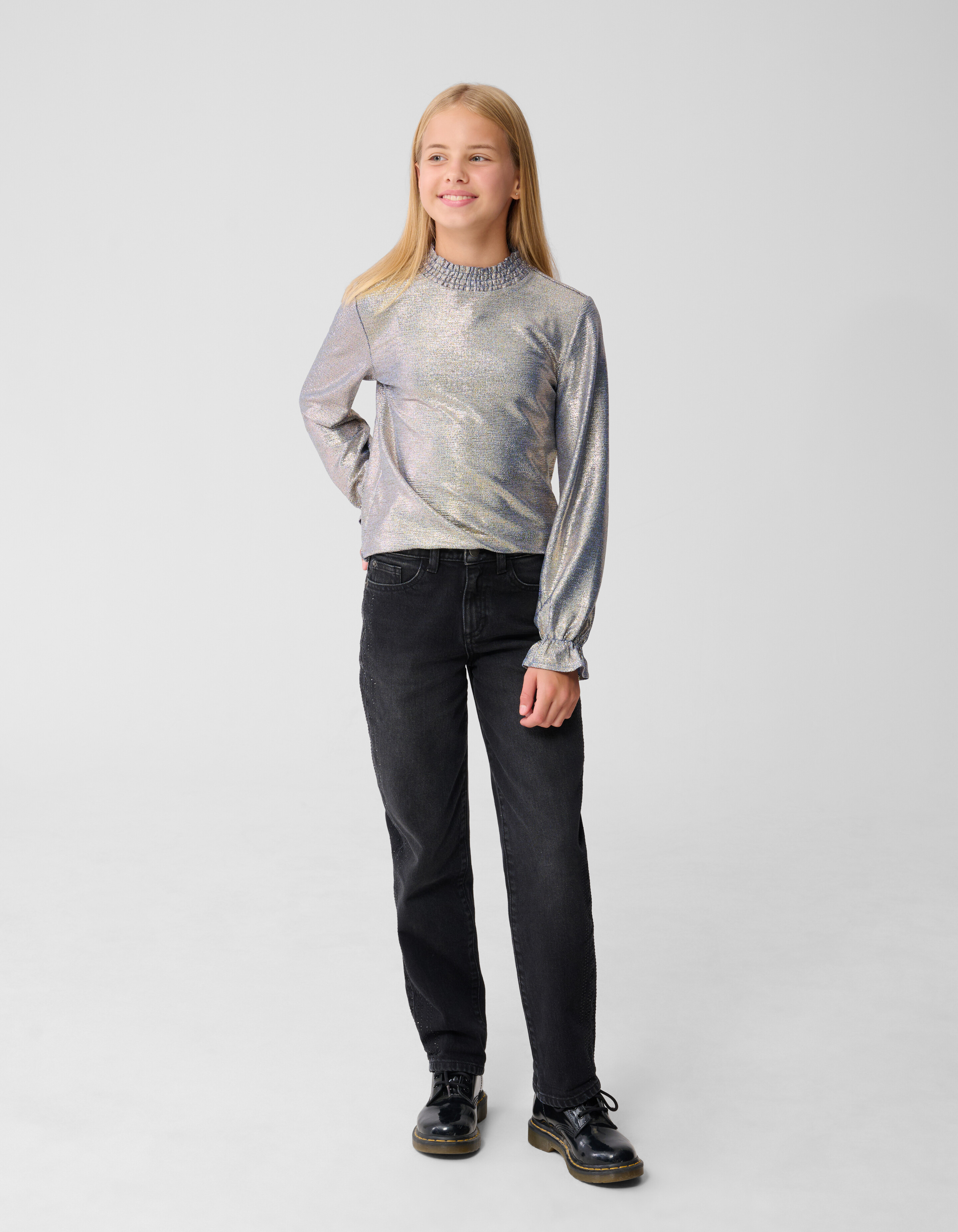 Metallisches Langarm-Top Blau/Silber SHOEBY GIRLS
