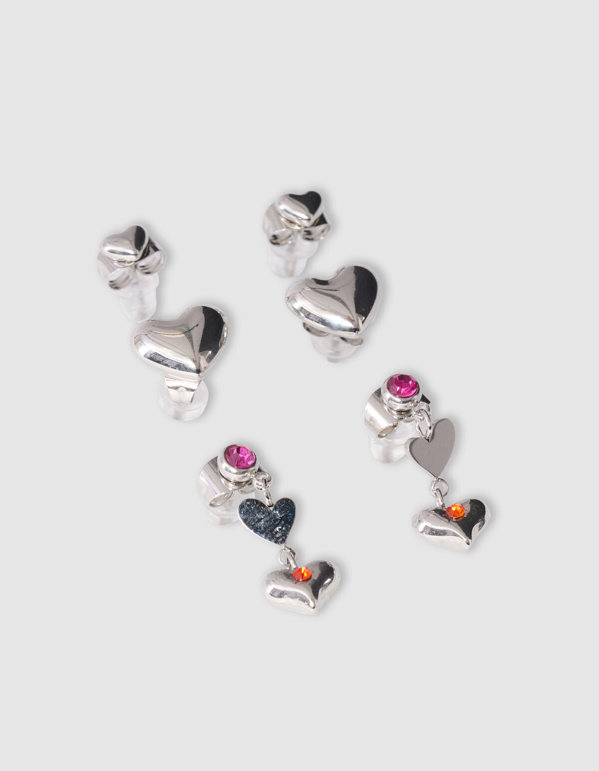 Herz Stud Ohrring Set Silber SHOEBY ACCESSOIRES