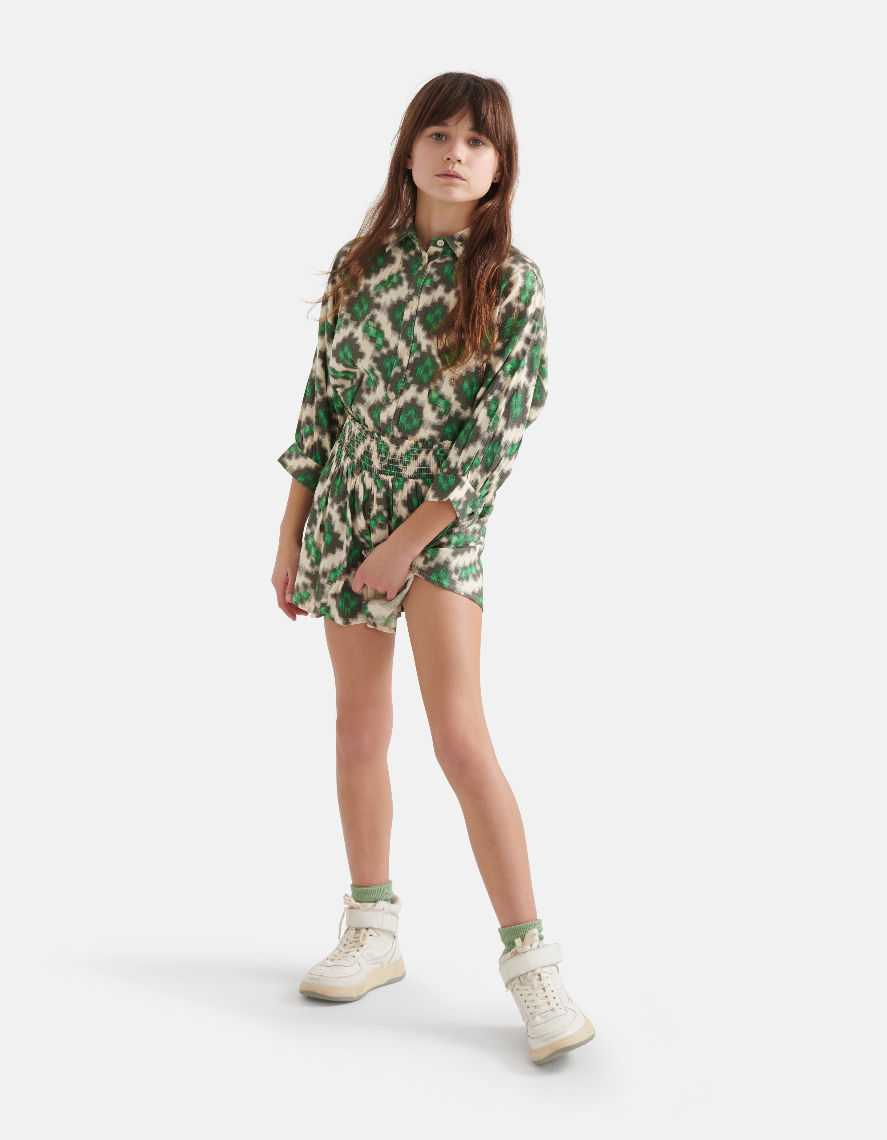 Bluse mit grafischem Druck Offwhite SHOEBY GIRLS