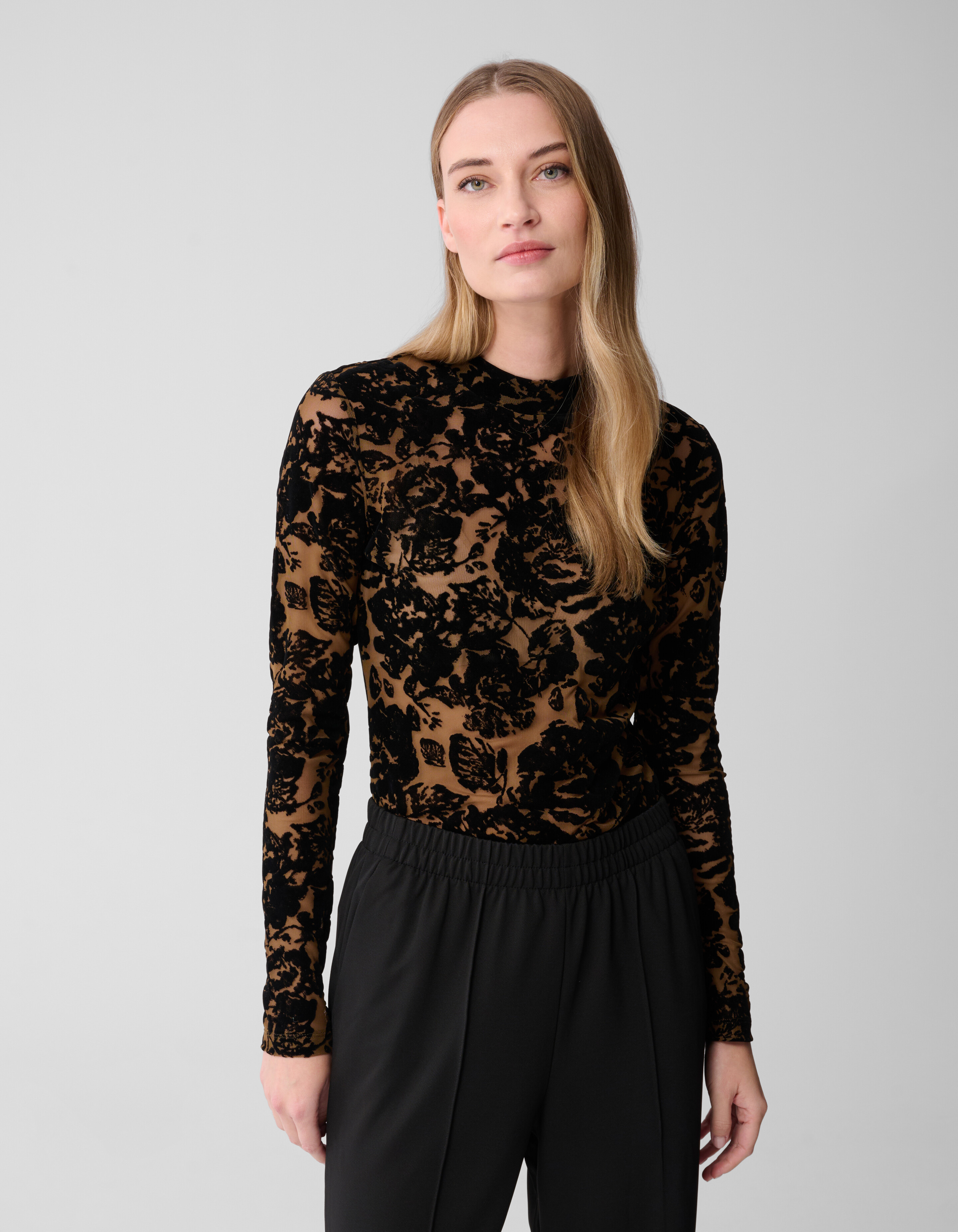 Rosen Flock Mesh Top Schwarz SHOEBY WOMEN