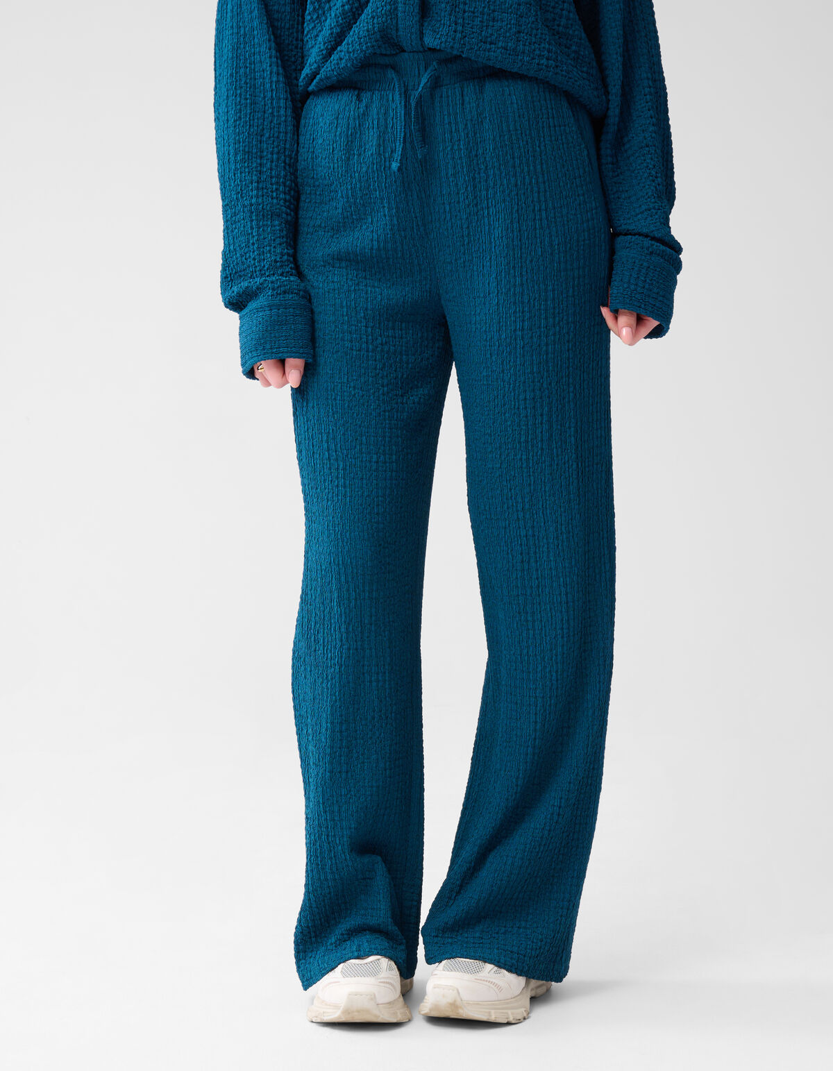 Crinkle-Hose mit weitem Bein Dunkelblau SHOEBY WOMEN