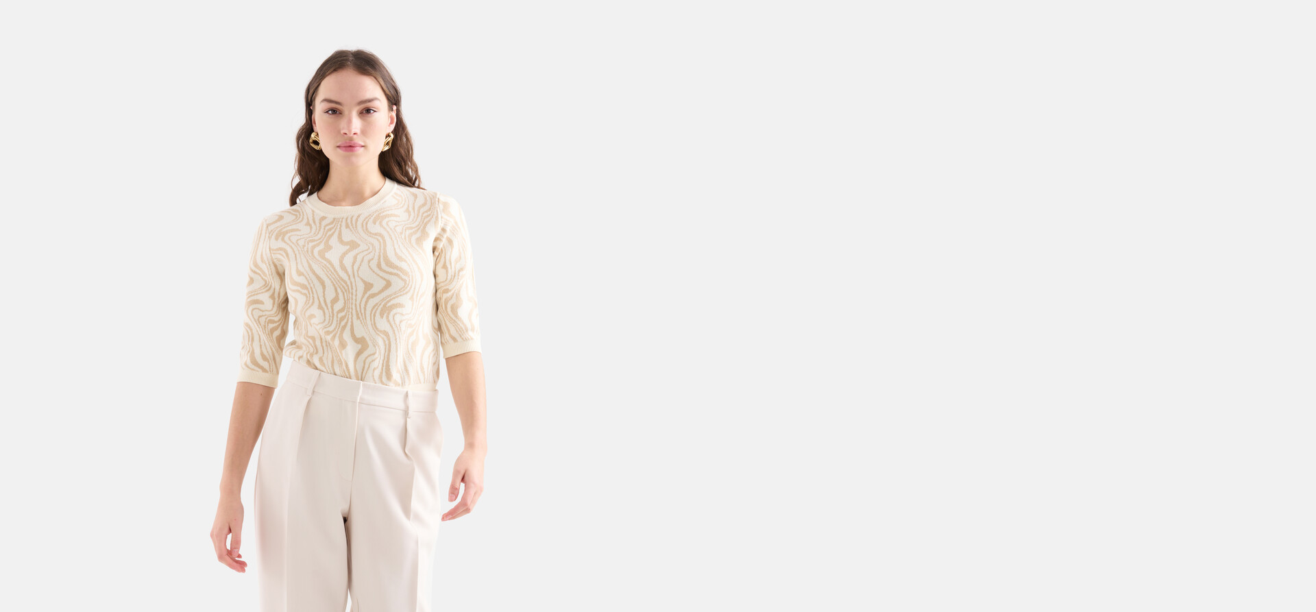 Jacquard-Swirl-Pullover Beige SHOEBY WOMEN