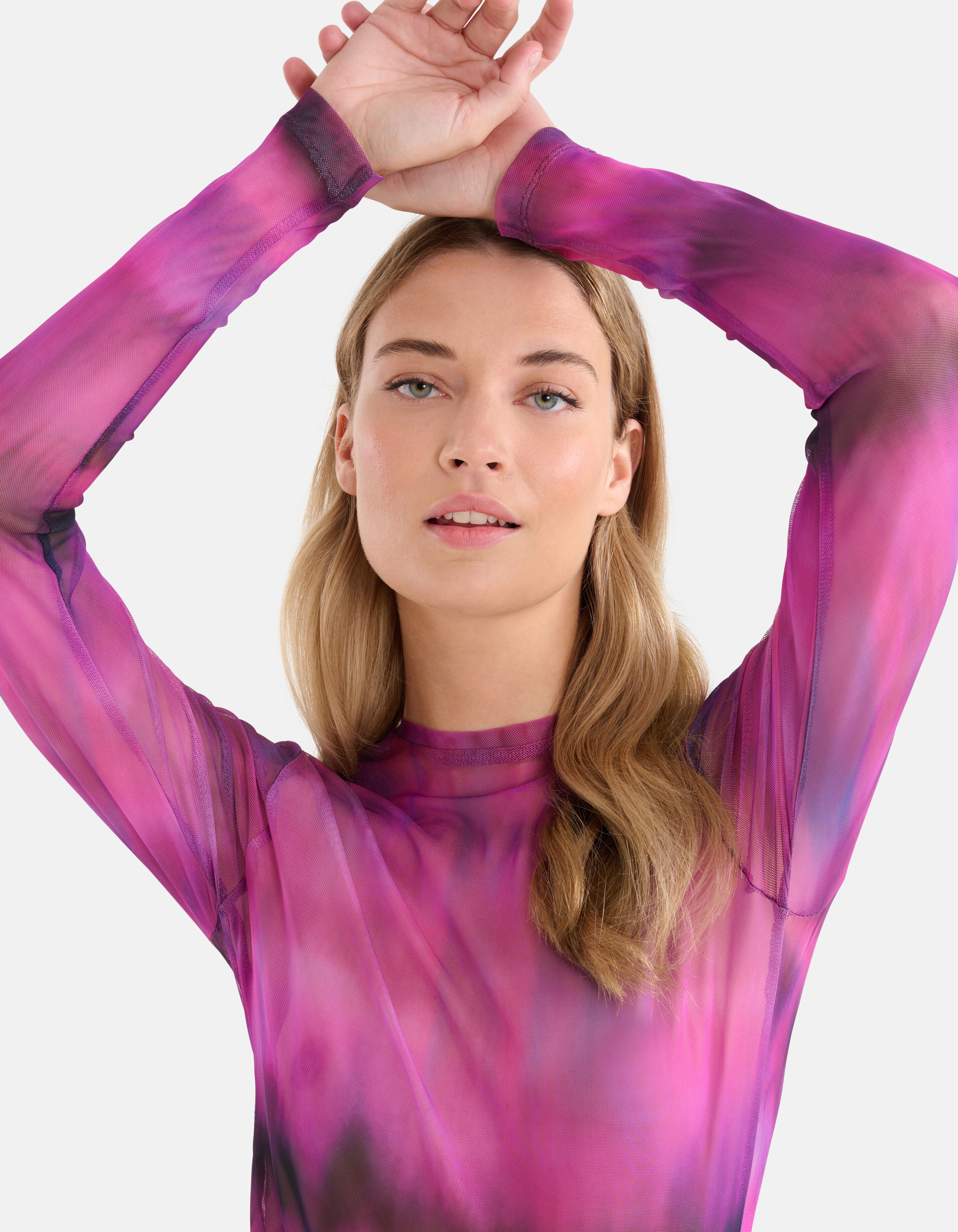 Blurry Stripe Mesh Top Pink SHOEBY WOMEN