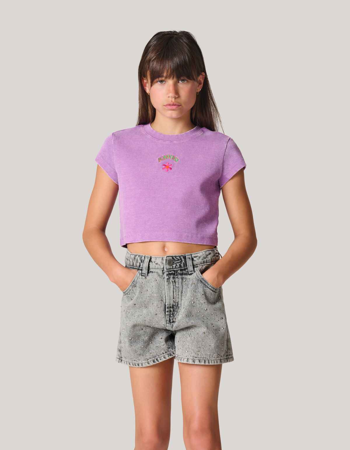 Embroidery Crop Top Lichtpaars SHOEBY GIRLS
