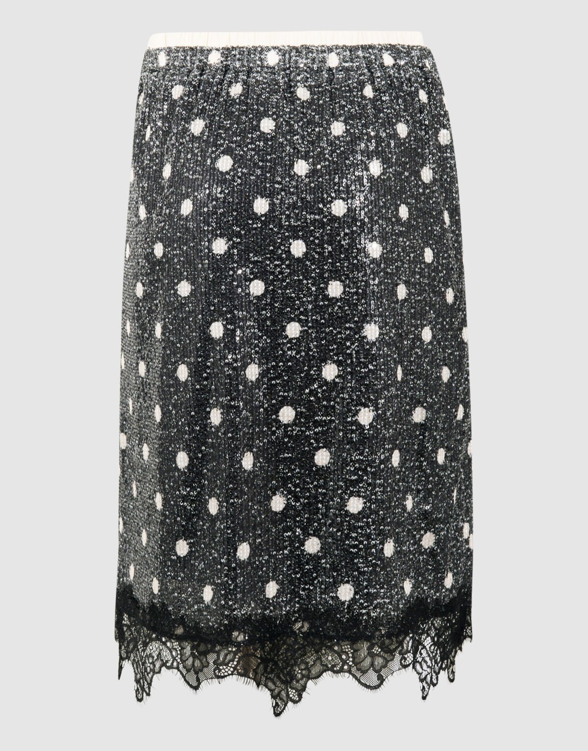 Sequin Polkadot Midi Rock Dunkelgrau SHOEBY WOMEN