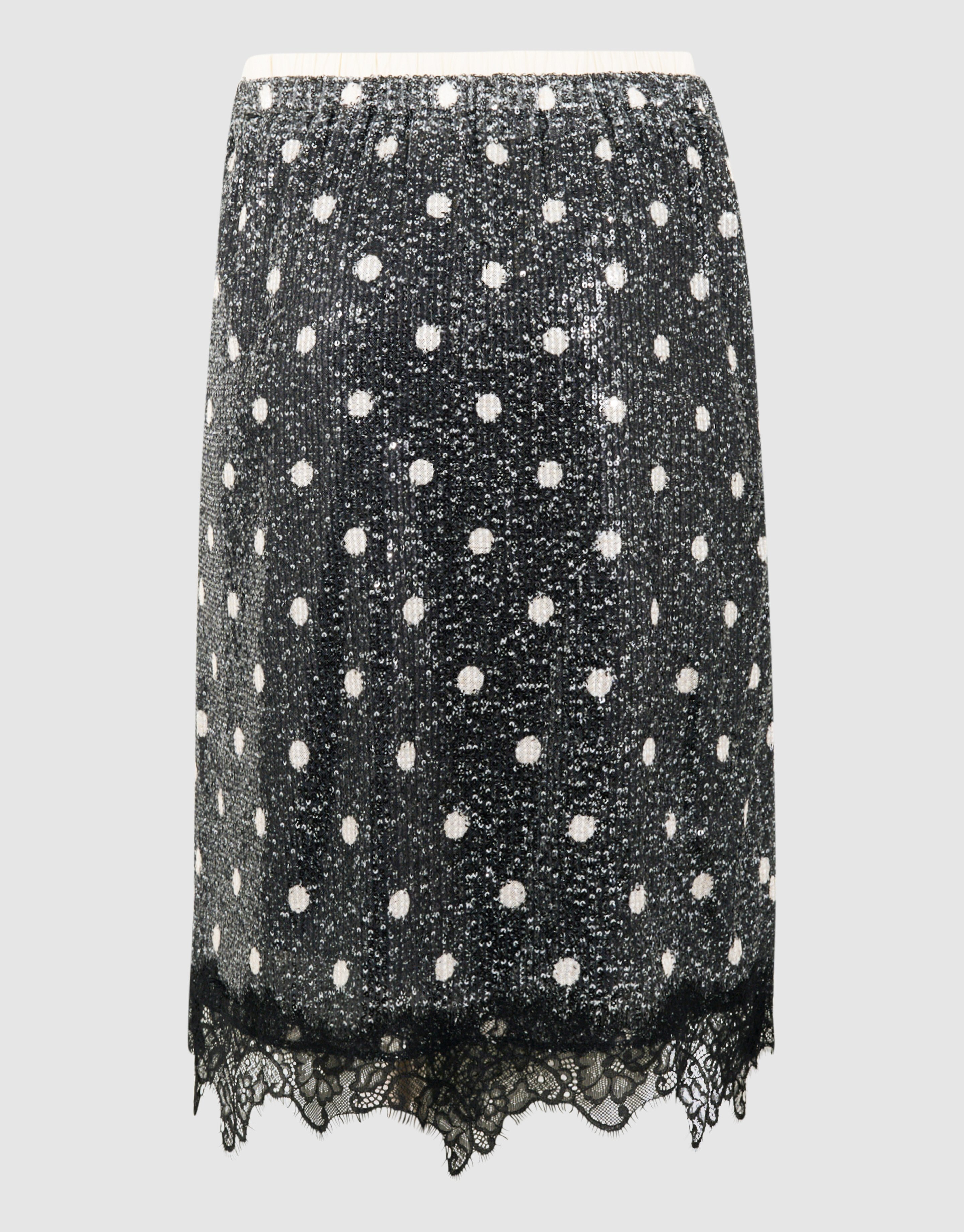 Sequin Polkadot Midi Rock Dunkelgrau SHOEBY WOMEN