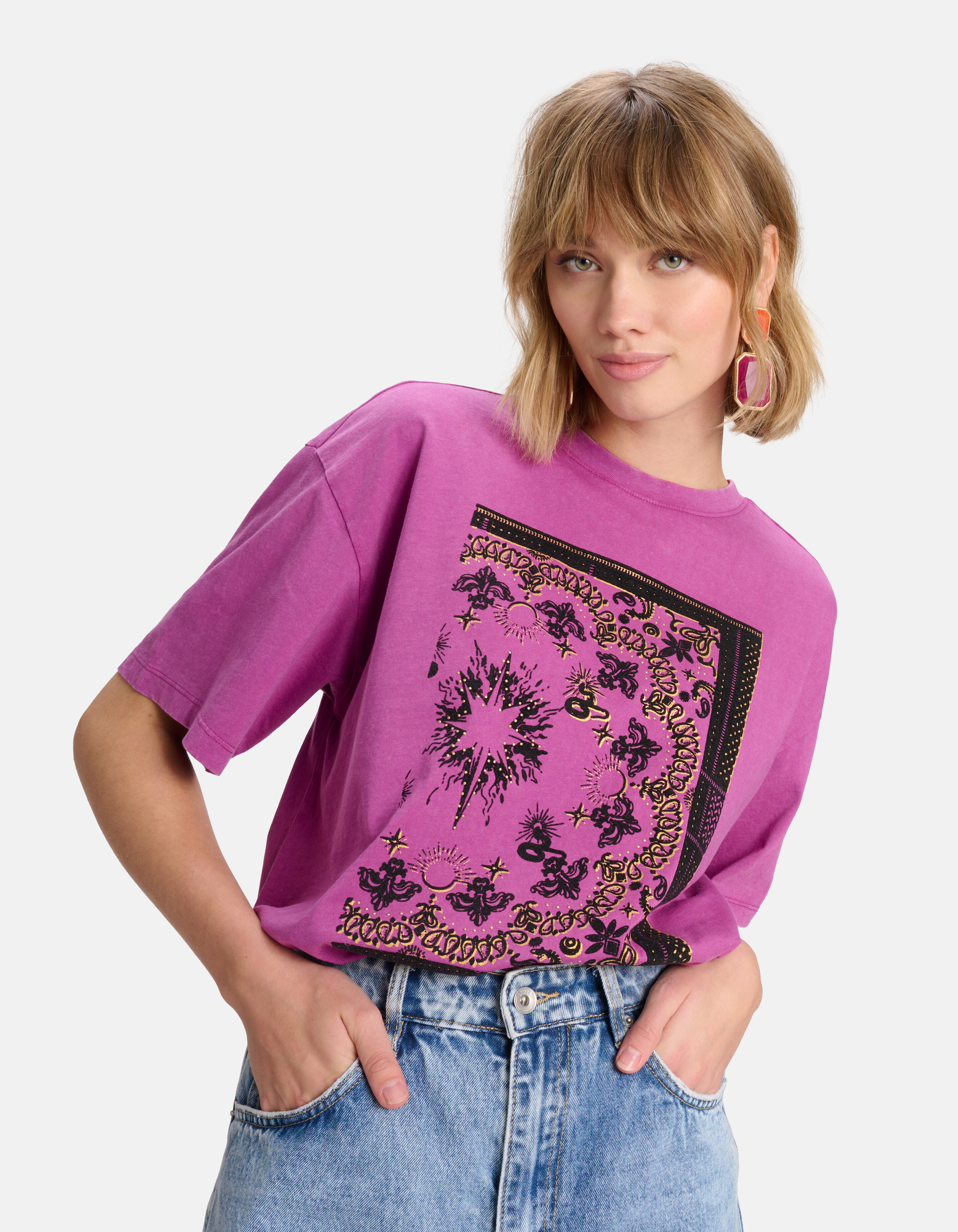 T-Shirt mit Aufdruck Violett SHOEBY WOMEN
