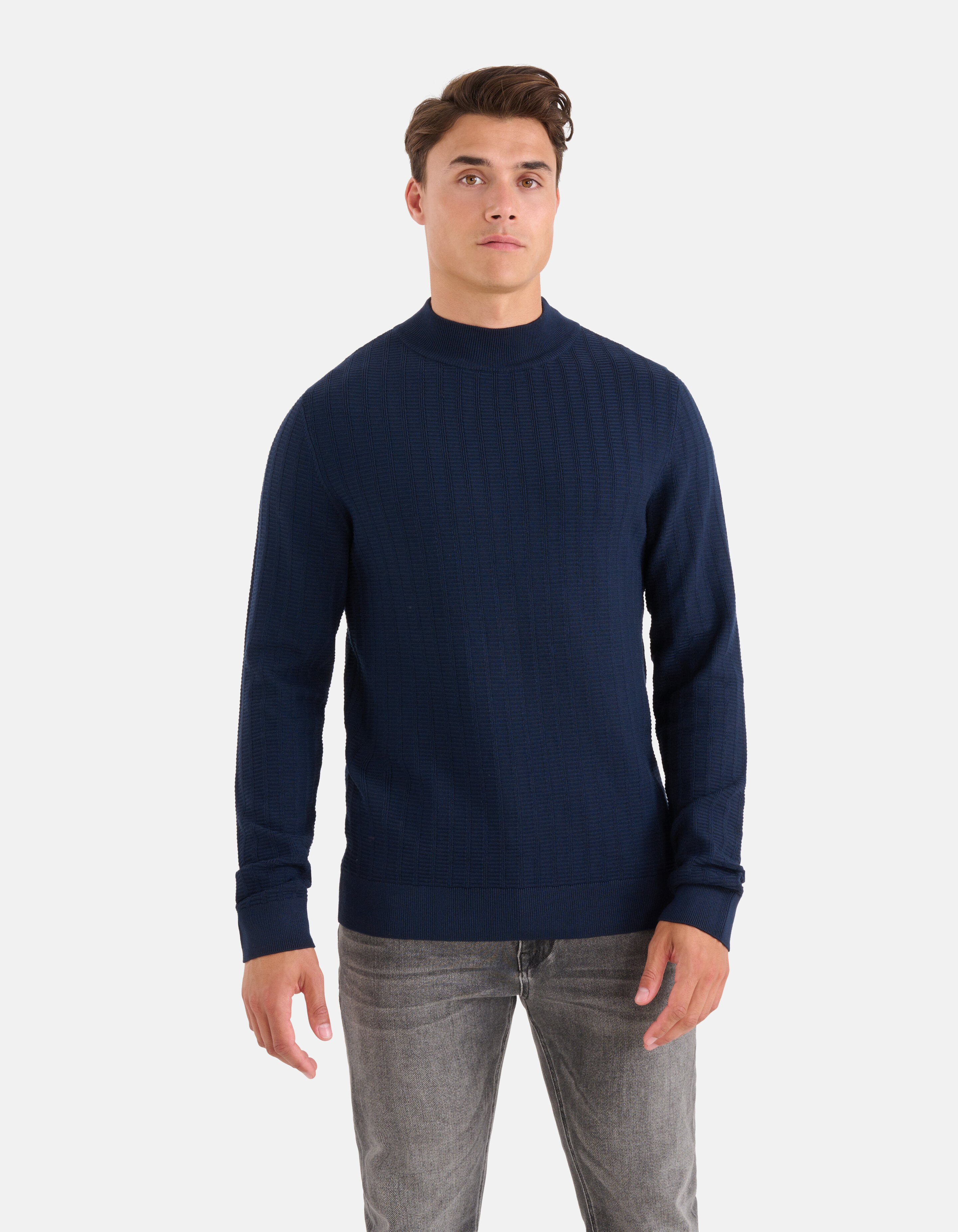 Struktur Pullover Dunkelblau SHOEBY MEN