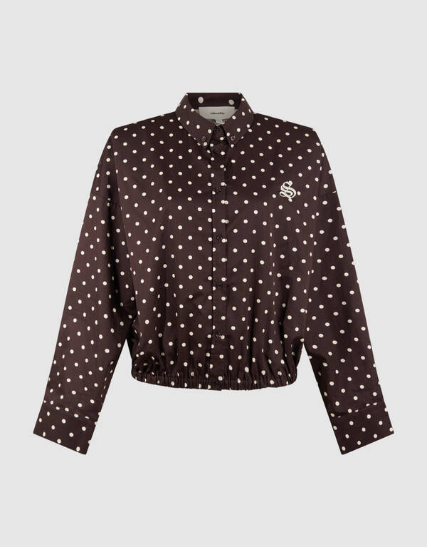 Dunkelbraune Bluse mit Polka-Dots SHOEBY WOMEN