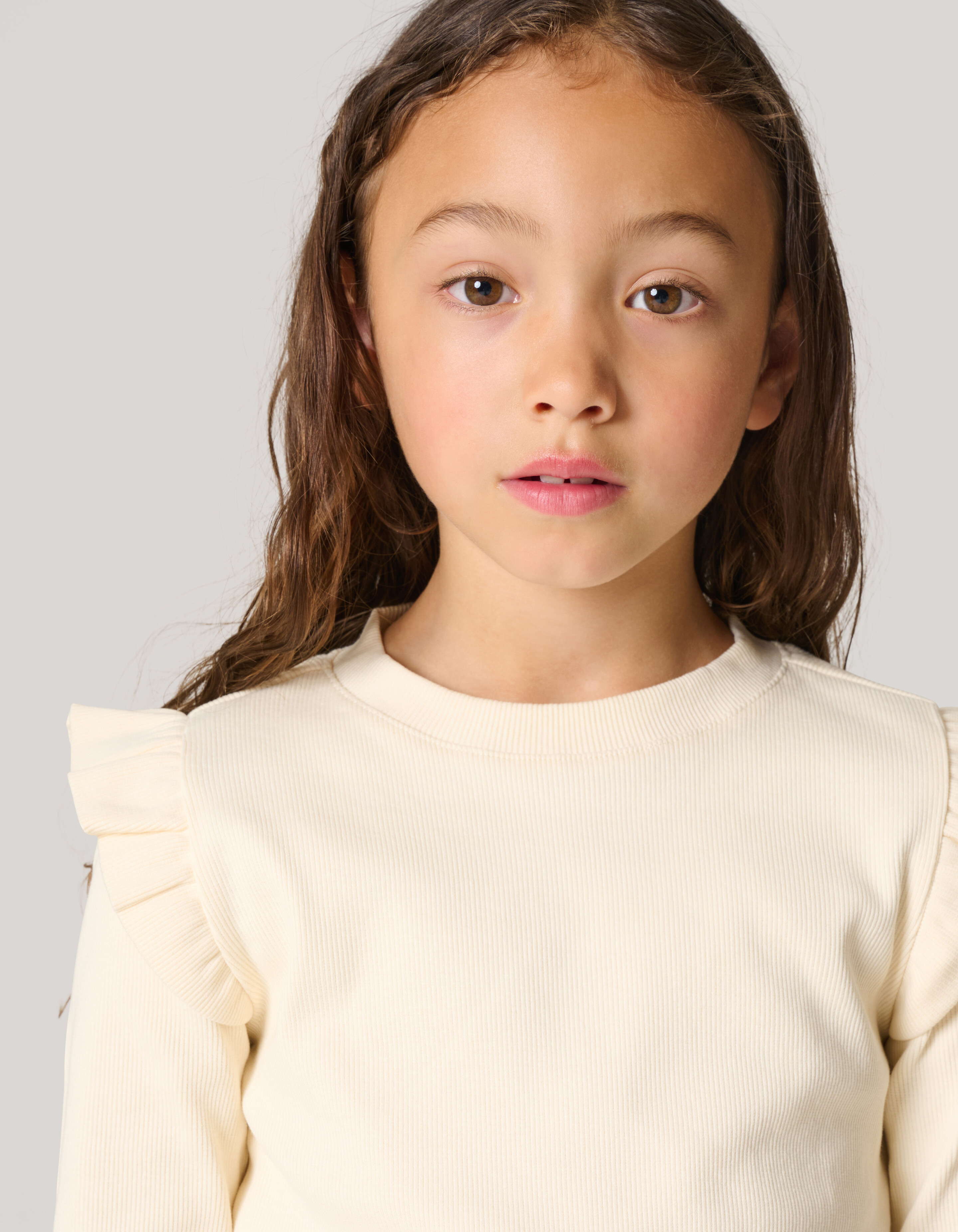 Langärmeliges Top mit Rippenstruktur Off White SHOEBY GIRLS