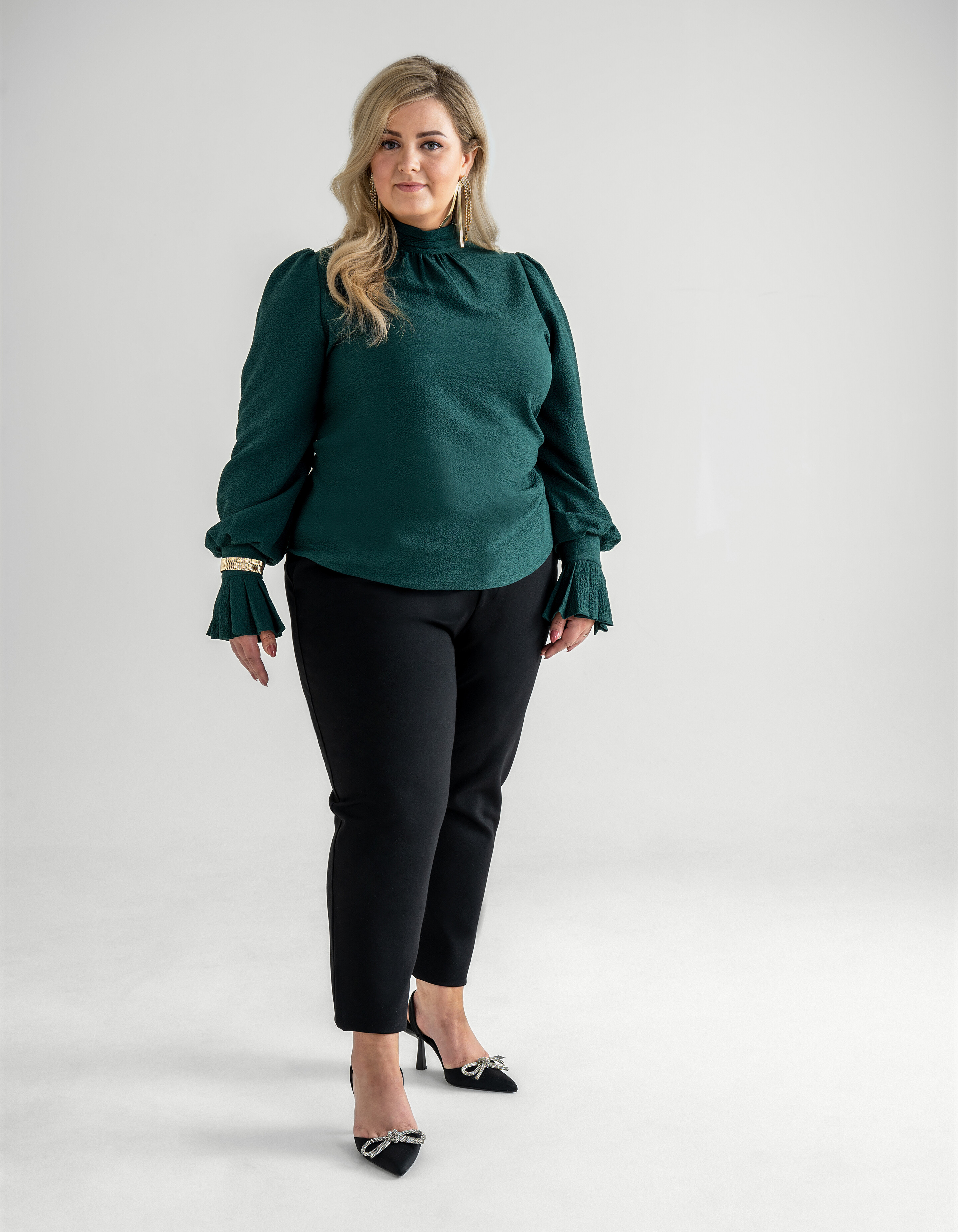Bluse mit voluminösen Ärmeln Grün SHOEBY WOMEN