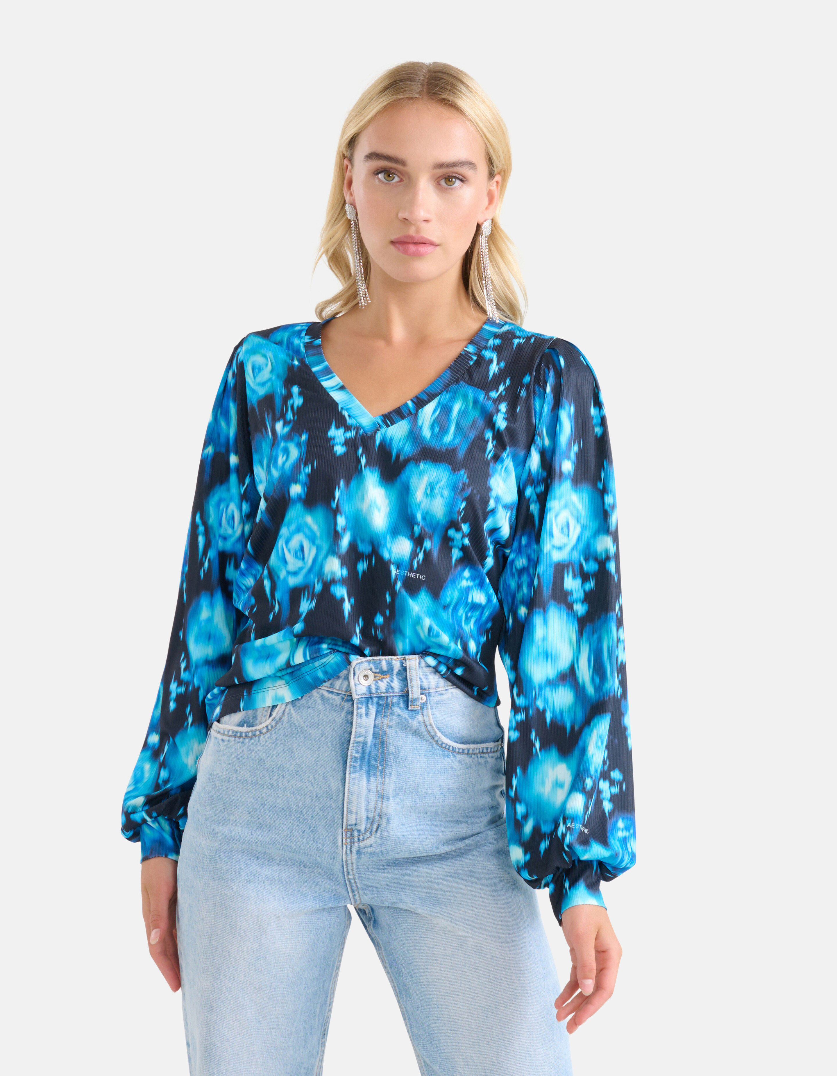 Rippstrick-Langarmshirt Blau SHOEBY WOMEN