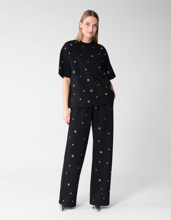 Eyelet Hose mit weitem Bein Schwarz SHOEBY WOMEN