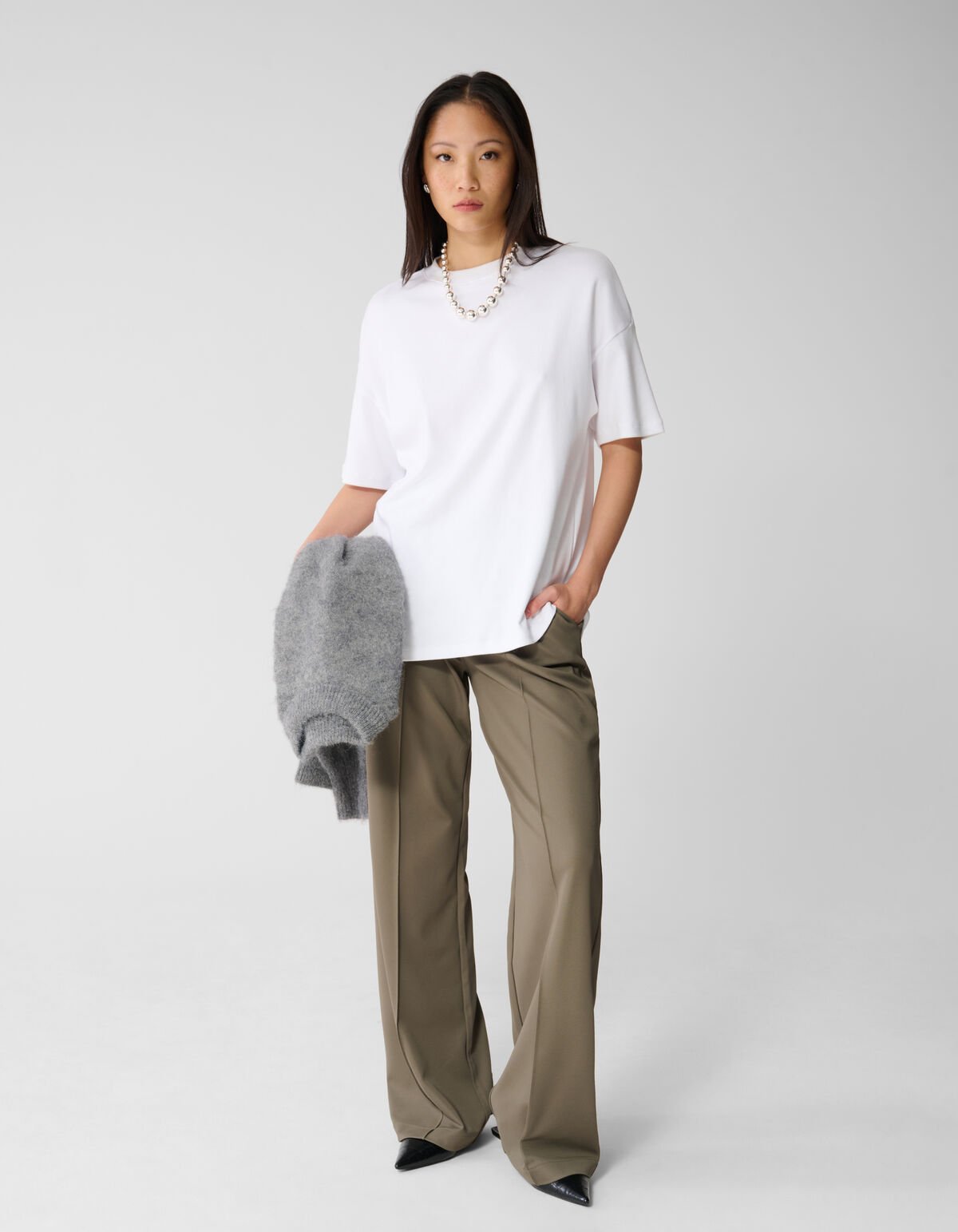 Basic Wide Leg Hose Dunkelgrün SHOEBY WOMEN