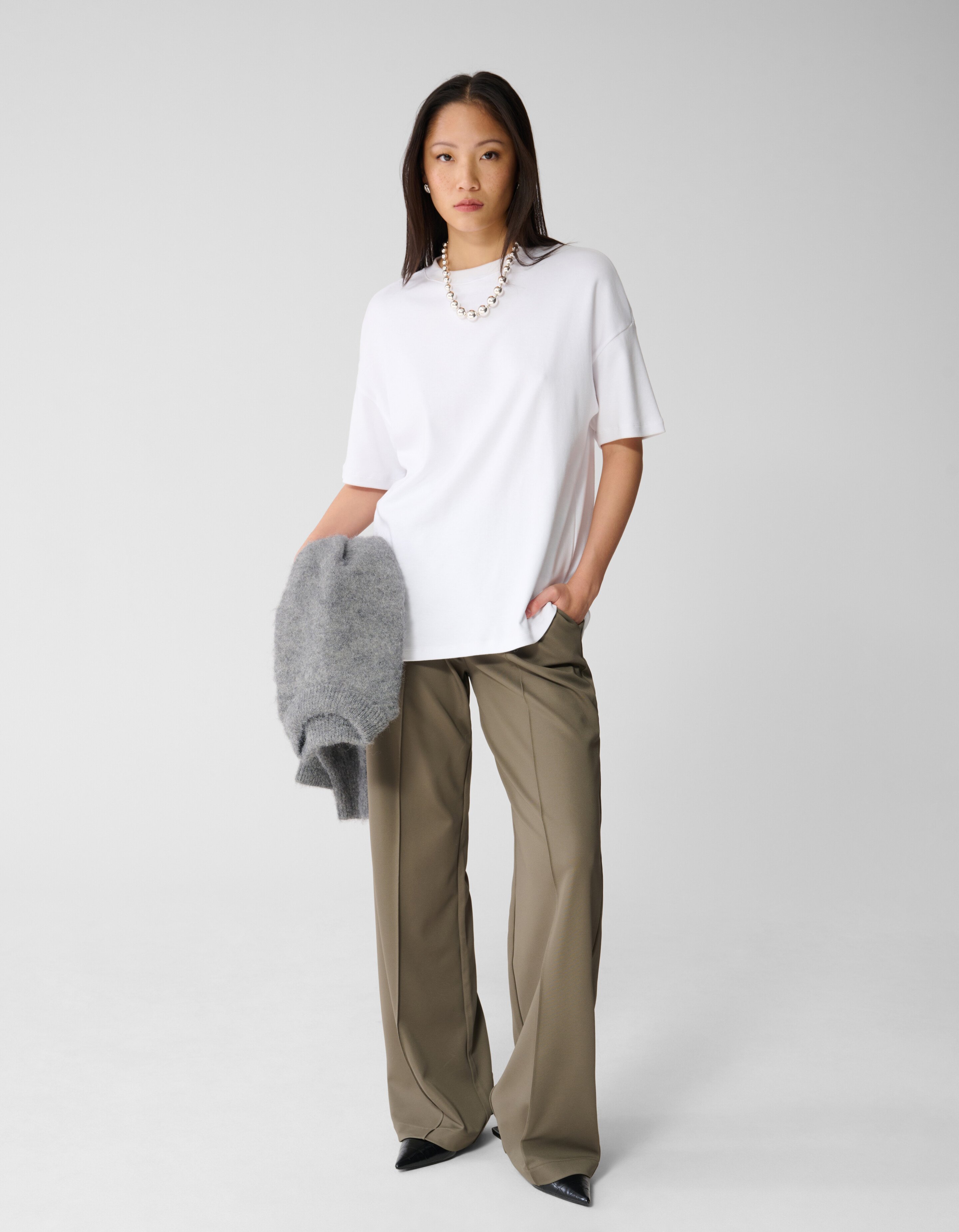 Basic Wide Leg Hose Dunkelgrün SHOEBY WOMEN