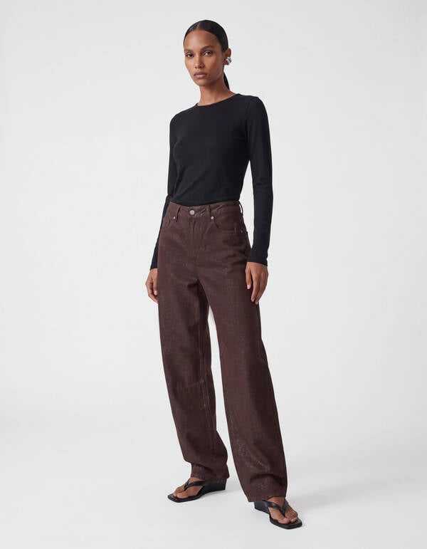 Lurex Barrel Fit Jeans Dunkelbraun SHOEBY WOMEN