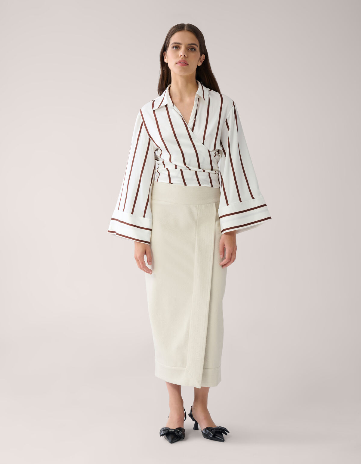 Gestreifte Overslag-Bluse Wei&szlig; von Mieke SHOEBY WOMEN