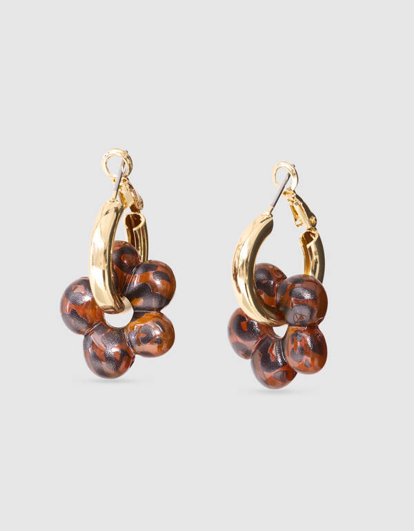 Blumen-Hoop-Ohrringe Braun SHOEBY ACCESSOIRES