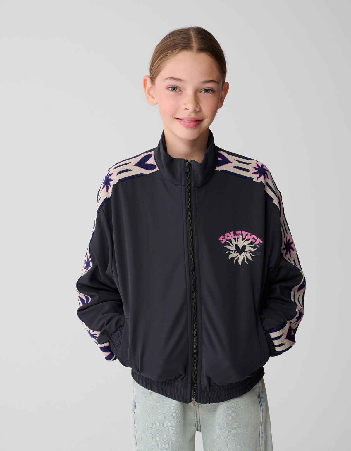 Jacke mit Reißverschluss und Herzband in Dunkelgra SHOEBY GIRLS