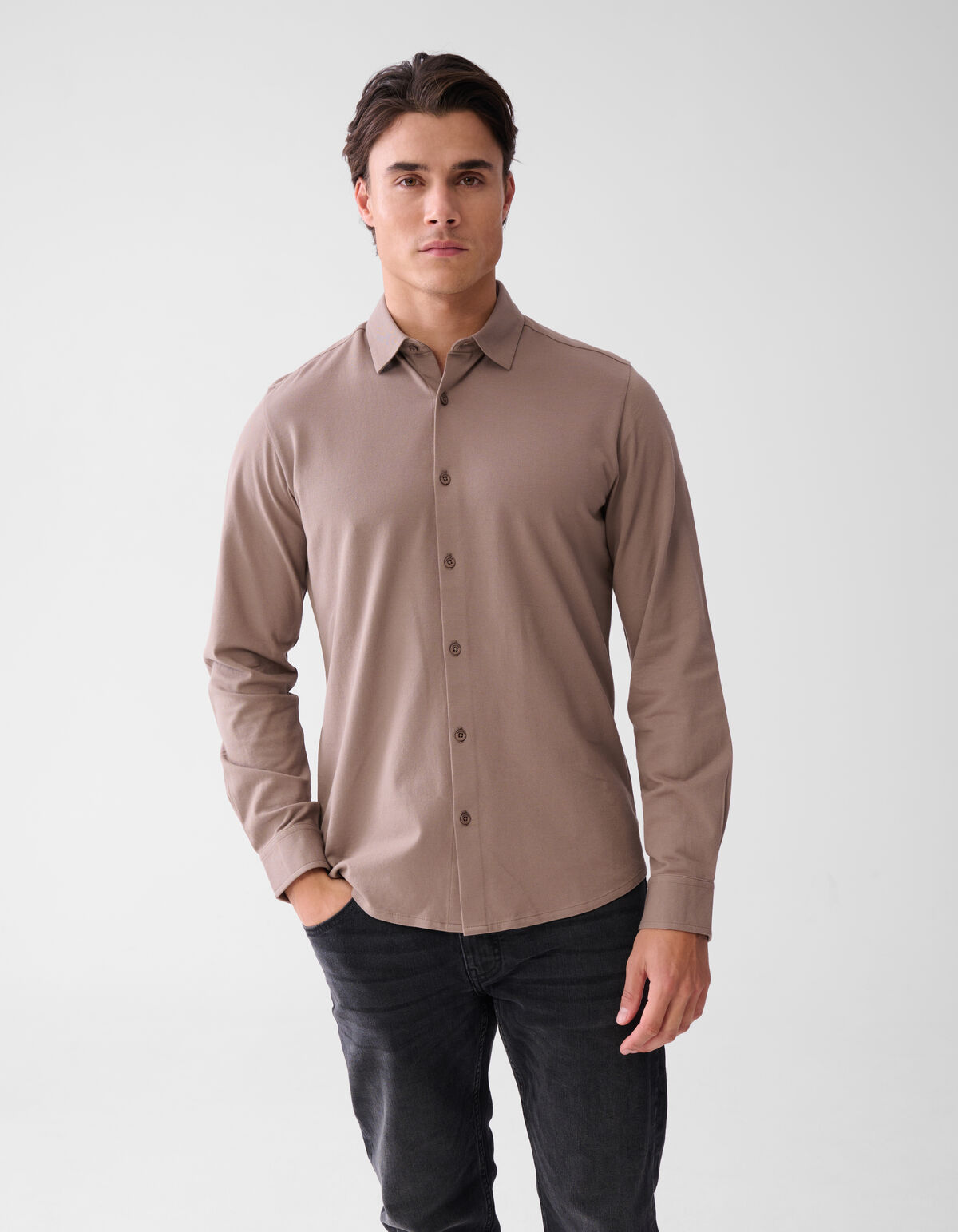 Piqu&eacute;-Hemd Hellbraun SHOEBY MEN