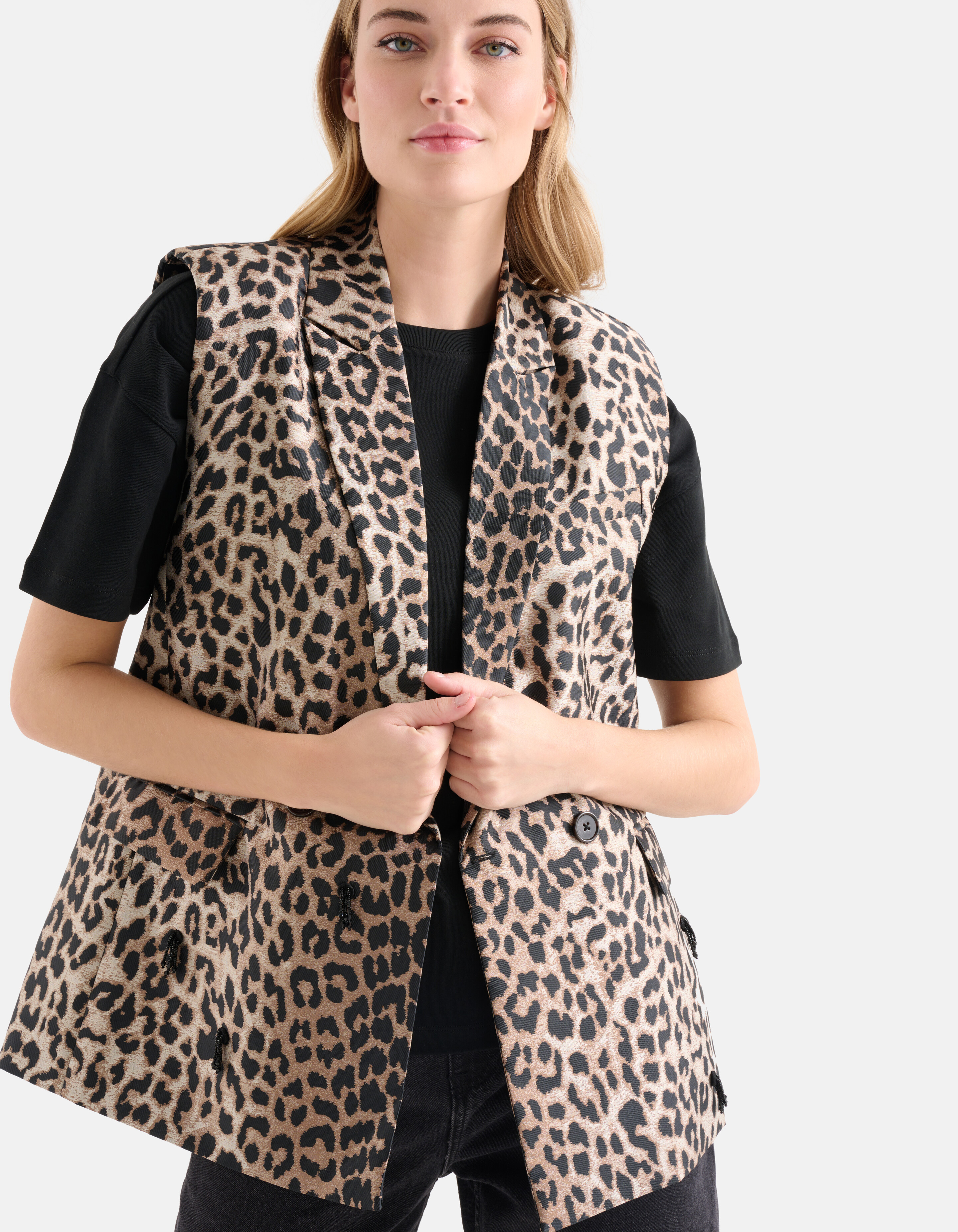Leopard Jacquard Gilet Braun SHOEBY WOMEN